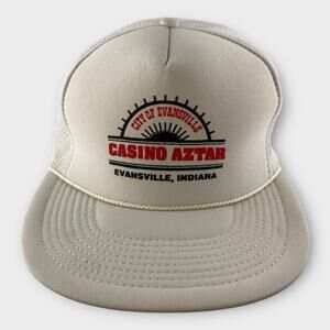 Vintage Casino Aztar Evansville IN Trucker Hat Cap White Promo